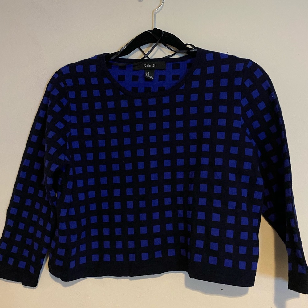 F21 Crop Gingham Sweater